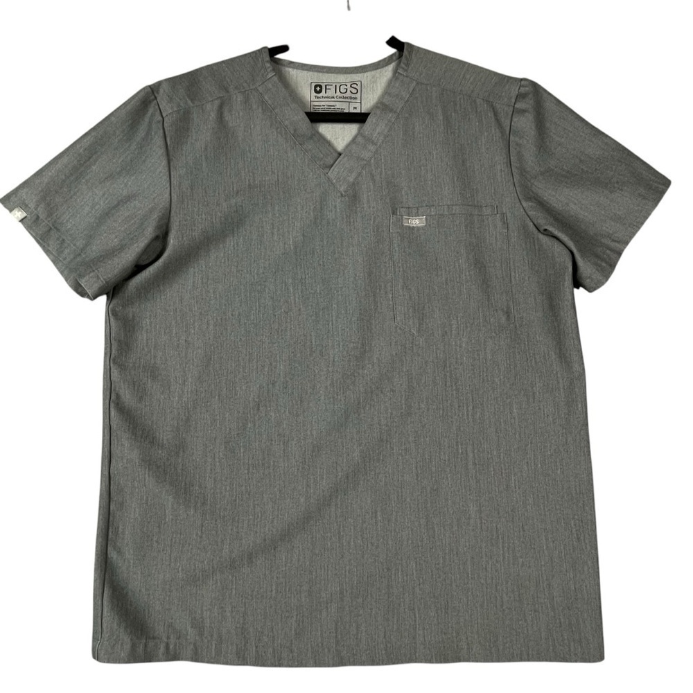 FIGS Leon Three-Pocket Graphite Gray V-Neck Scrub Top - Sz M